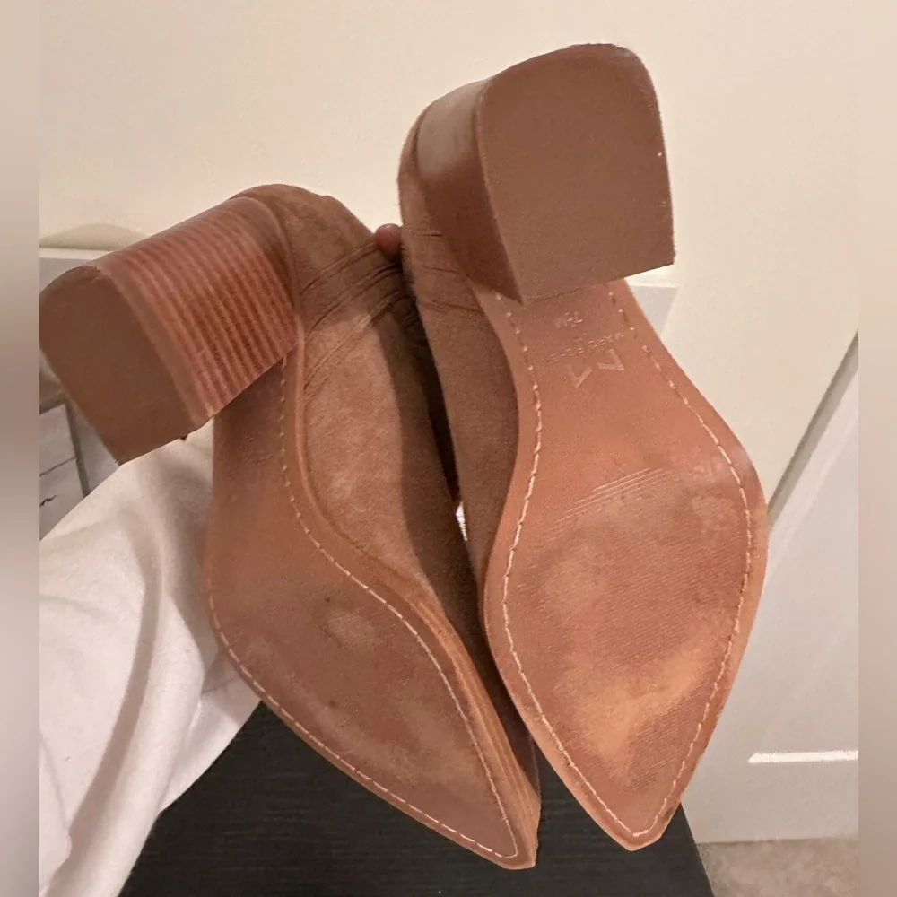 Elegant Tan Suede Ankle Boots Marc Fisher